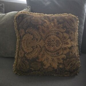 Elegant Brown and Gold Decorative Pillow Not Labeled But Thomasville
